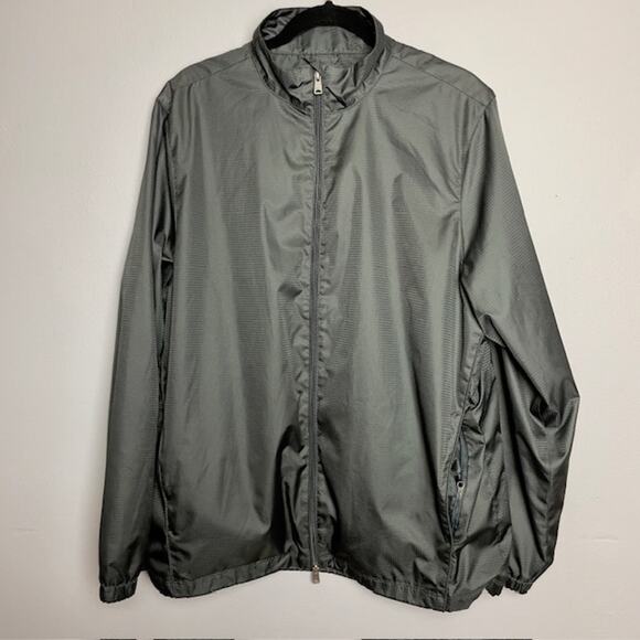 Greg Norman M/M Full-Zip Windbreaker Golf Jacket Gray Grid Textured‎ - Picture 1 of 9